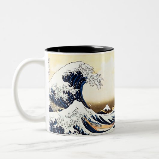 De Grote Golf van Kanagawa Tweekleurige Koffiemok (Links)