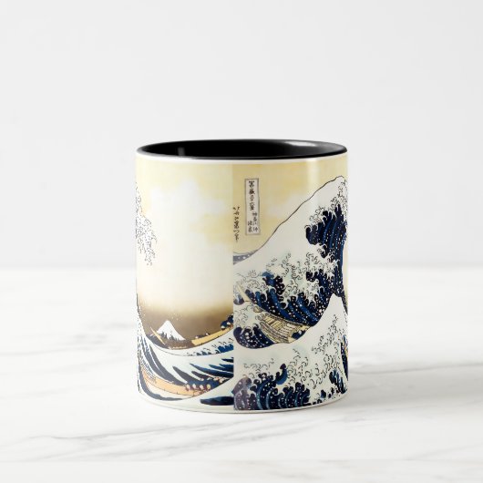 De Grote Golf van Kanagawa Tweekleurige Koffiemok (Center)