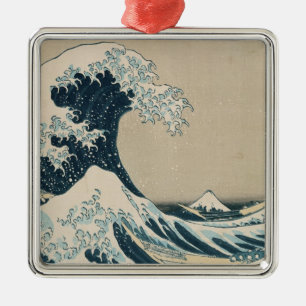 De Grote Golf van Kanagawa, Uitzichten van de berg Metalen Ornament