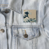 De Grote Golf van Kanagawa Vierkante Button 5,1 Cm (In situ)