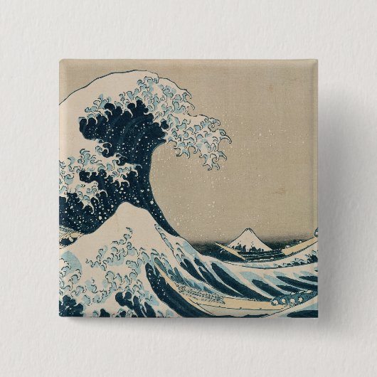 De Grote Golf van Kanagawa Vierkante Button 5,1 Cm (Voorkant)