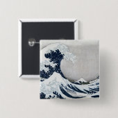 De Grote Golf van Kanagawa Vierkante Button 5,1 Cm (Voorkant /achterkant)
