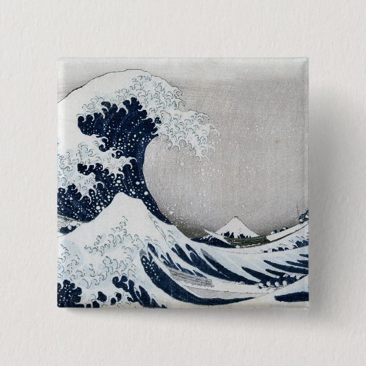 De Grote Golf van Kanagawa Vierkante Button 5,1 Cm (Voorkant)