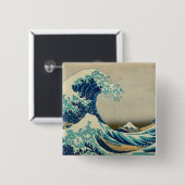 De Grote Golf van Kanagawa Vierkante Button 5,1 Cm (Voorkant /achterkant)
