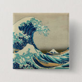 De Grote Golf van Kanagawa Vierkante Button 5,1 Cm (Voorkant)