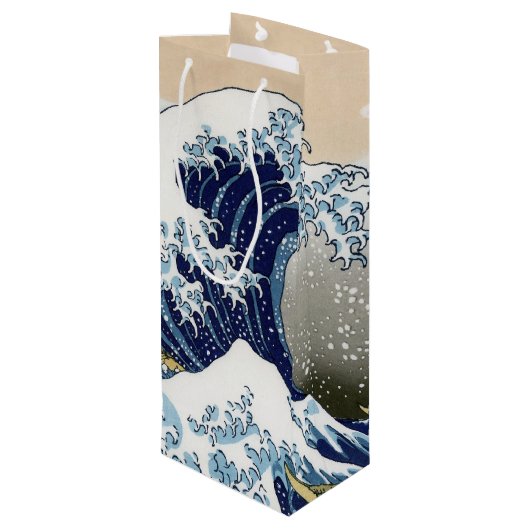 De grote golf van Kanagawa Wijn Cadeautas (Achterkant Gekanteld)