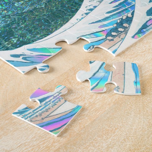 de grote golf van kanigawa ( groen ) legpuzzel (Zijkant)