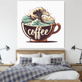 De Grote Golf Van Koffie Canvas Afdruk (Insitu (Slaapkamer))