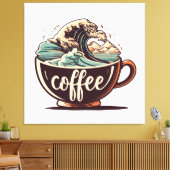 De Grote Golf Van Koffie Canvas Afdruk (Insitu (Woonkamer))