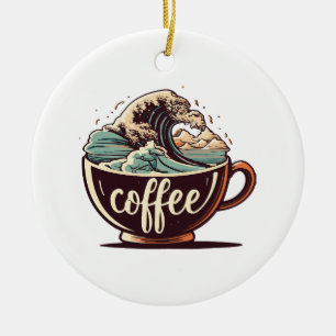 De Grote Golf Van Koffie Keramisch Ornament