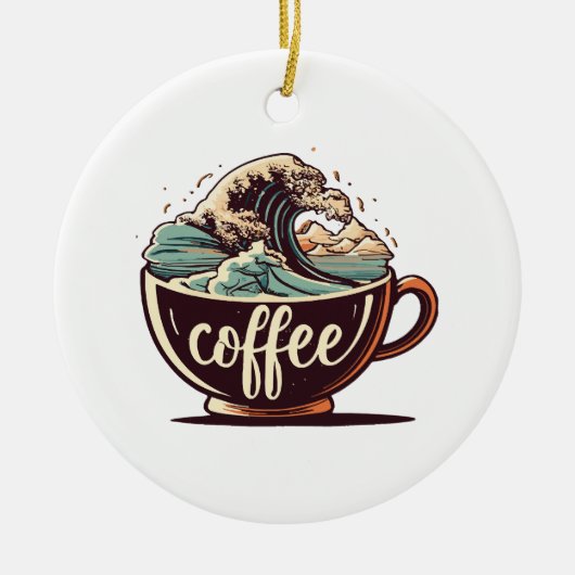 De Grote Golf Van Koffie Keramisch Ornament (Voorkant)