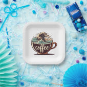 De Grote Golf Van Koffie Papieren Bordje (Feest)