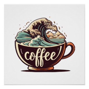 De Grote Golf Van Koffie Perfect Poster
