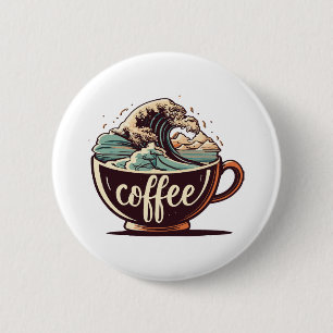De Grote Golf Van Koffie Ronde Button 5,7 Cm