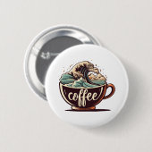 De Grote Golf Van Koffie Ronde Button 5,7 Cm (Voorkant /achterkant)