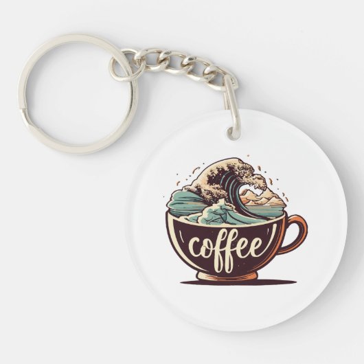 De Grote Golf Van Koffie Sleutelhanger (Voorkant)