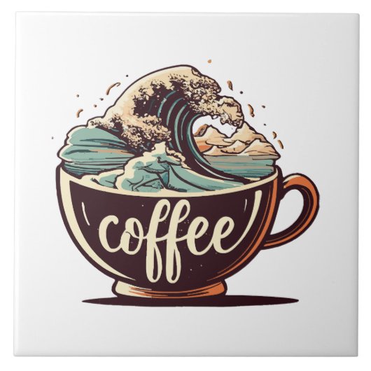 De Grote Golf Van Koffie Tegeltje (Voorkant)