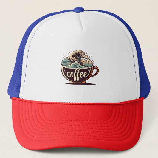 De Grote Golf Van Koffie Trucker Pet (Voorkant)