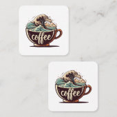 De grote golf van koffie vierkante visitekaartje (Voorkant / Achterkant)