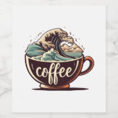 De grote golf van koffie wijn etiket (Enkel label)