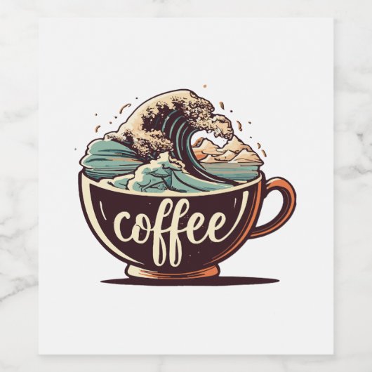 De grote golf van koffie wijn etiket (Enkel label)