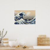 De Grote Golf voor Kanagawa 8 Bit Pixel Art Poster (Keuken)