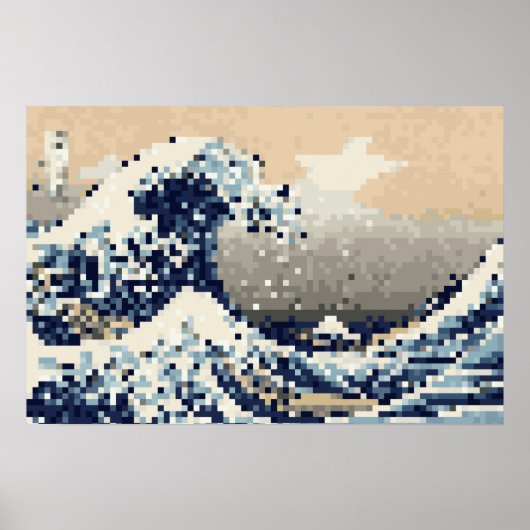De Grote Golf voor Kanagawa 8 Bit Pixel Art Poster (Voorkant)
