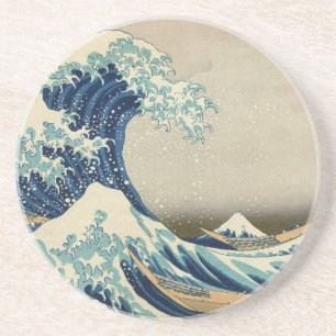 De Grote Golf voor Kanagawa door Hokusai Kunst Zandsteen Onderzetter