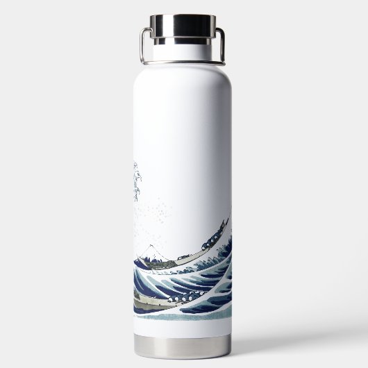 De Grote Golven van Hokusai in Kanagawa Waterfles (Achterkant)