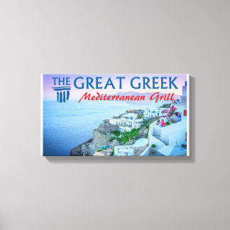 De grote Griekse mediterrane grill Oia Santorini Canvas Afdruk