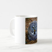 De Grote Grijze Owl Strix Nebulosa Lapland Owl Koffiemok (Voorkant links)