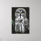 De Grote Grijze Uil 24x36 (60x90cm) waccna Canvas Afdruk (Voorkant)