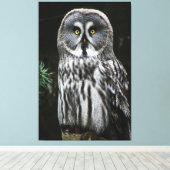 De Grote Grijze Uil 40x60 (100x150cm) waccnm Canvas Afdruk (Insitu (Houten vloer))