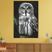 De Grote Grijze Uil 40x60 (100x150cm) waccnm Canvas Afdruk (Insitu (Woonkamer))