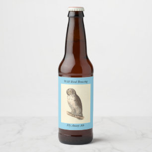 De Grote Grijze Uil (Strix nebulosa) NY Vogel Afbe Bier Etiket