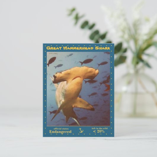De Grote Hammerhead Shark is bedreigd, a - Briefkaart (Staand voorkant)