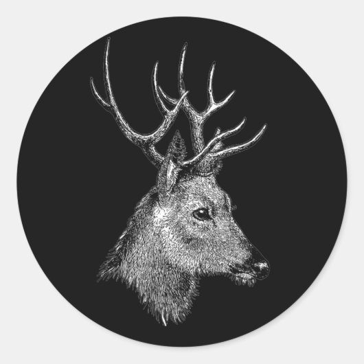 De grote hertenbok ronde sticker (Voorkant)