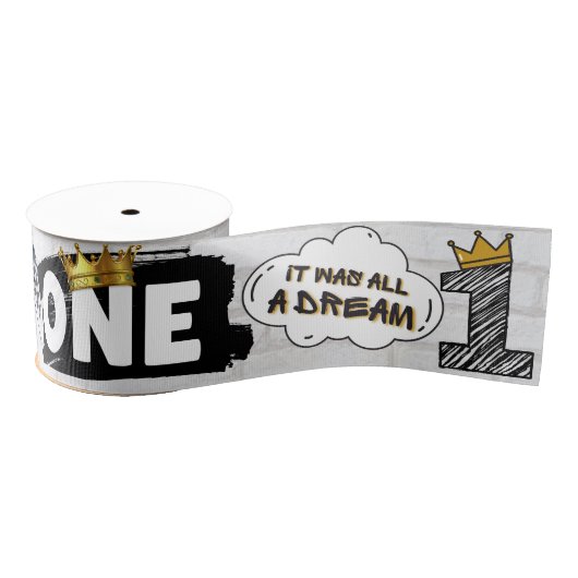 De GROTE | Hip Hop Retro 1e Verjaardag Grosgrain Lint (Spoel)