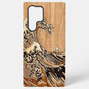 De Grote Hokusai Golf Bamboe Hout Inleg Stijl Samsung Galaxy Hoesje