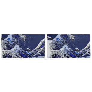 De grote Hokusai golf in Chrome stijl Kussensloop