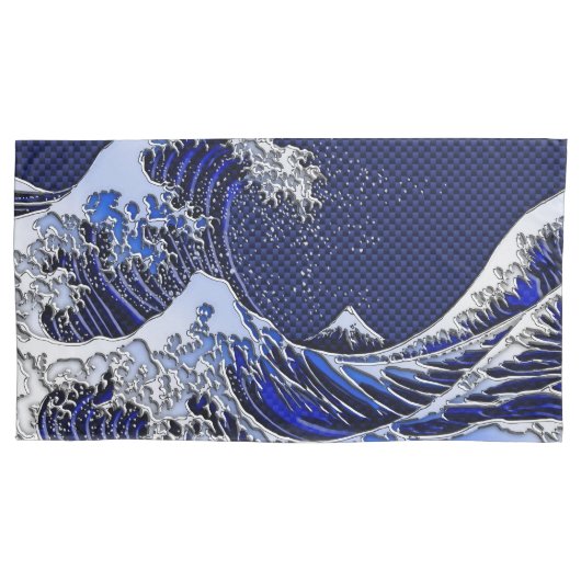 De grote Hokusai golf in Chrome stijl Kussensloop (Voorkant-Links)