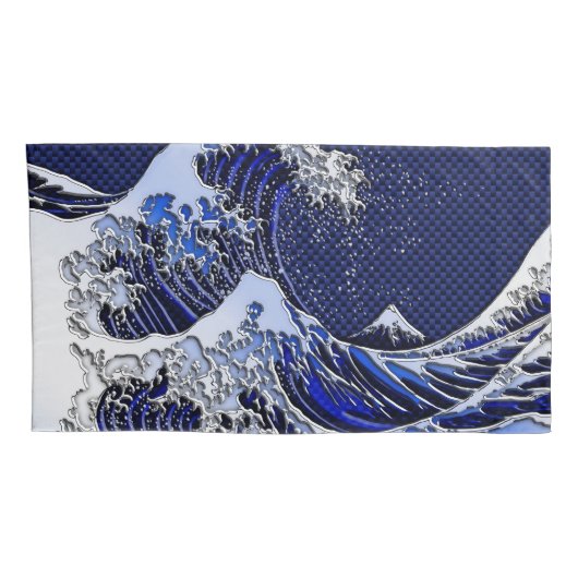 De grote Hokusai golf in Chrome stijl Kussensloop (Achterkant-Rechts)