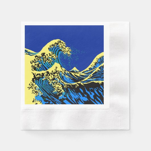 De grote Hokusai golf in Pop blauw Servet (Voorkant)