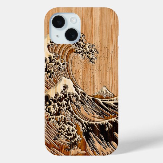 De grote Hokusai Wave Bamboe Inlay stijl Case-Mate iPhone Case (Achterkant)