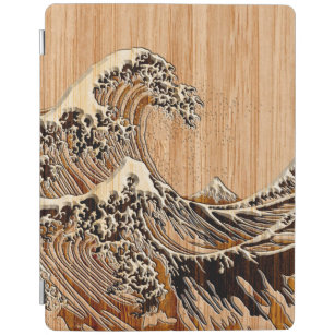 De grote Hokusai Wave Bamboo Wood Style decor iPad Cover