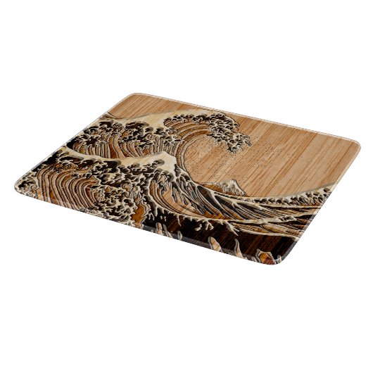 De grote Hokusai Wave Bamboo Wood Style decor Snijplank (Hoek)