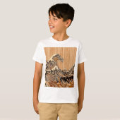 De grote Hokusai Wave Bamboo Wood Style decor T-shirt (Voorkant volledig)