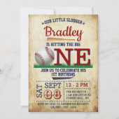 De grote  honkbal op de eerste verjaardag kaart (Voorkant)