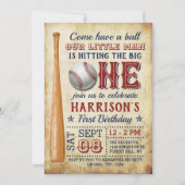 De grote  honkbal op de eerste verjaardag kaart (Voorkant)