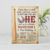 De grote  honkbal op de eerste verjaardag kaart (Staand voorkant)